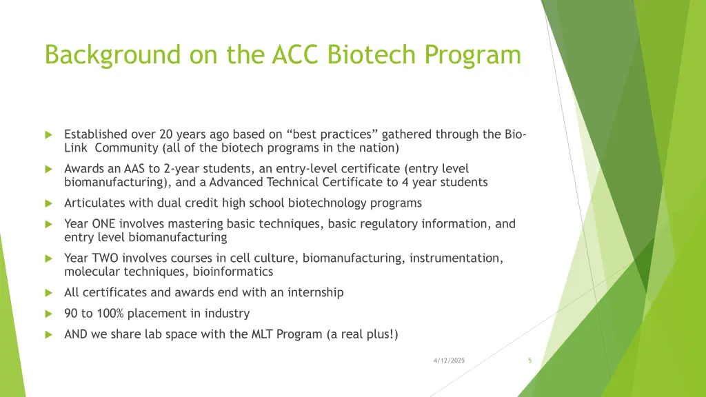 background on the acc biotech program