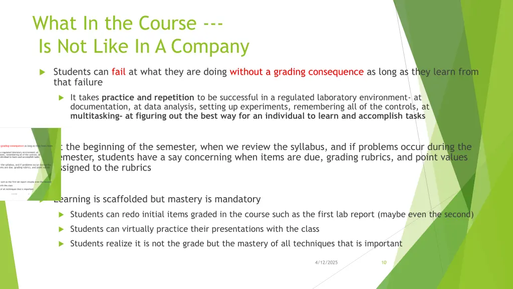 what in the course is not like in a company