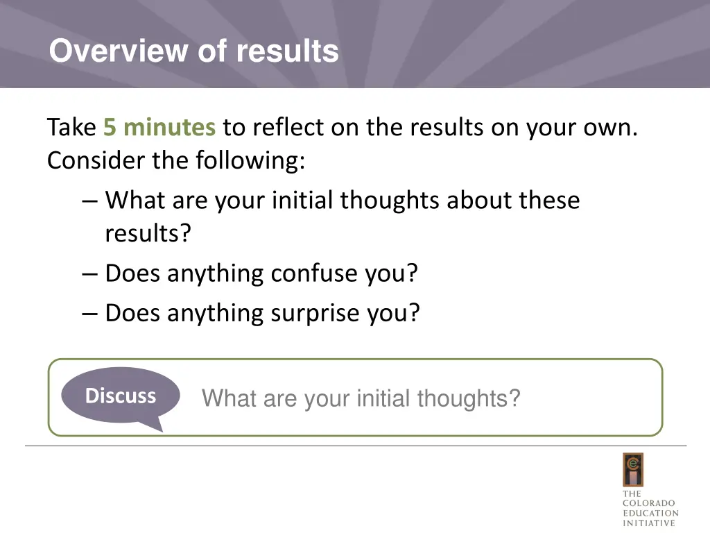 overview of results