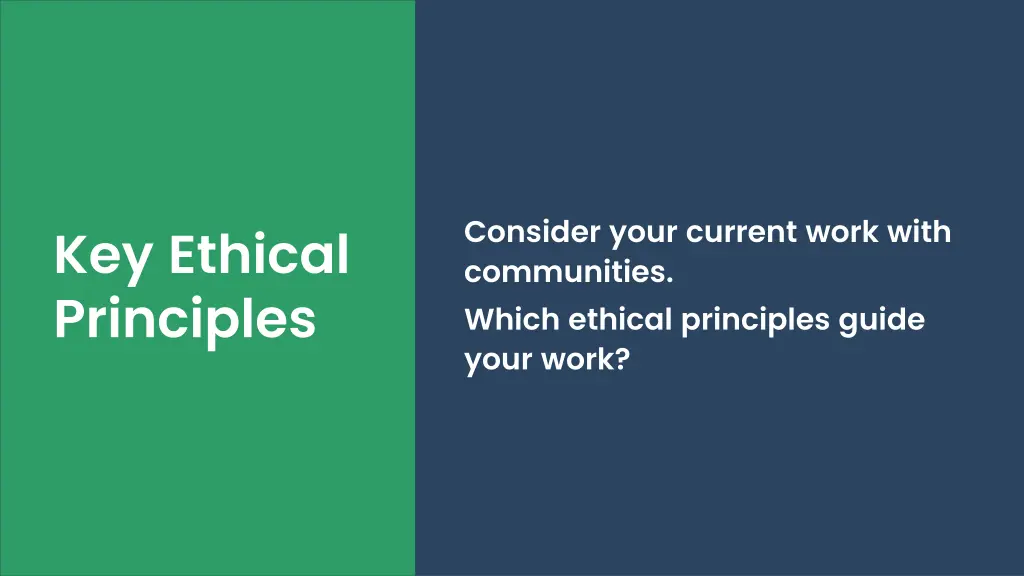 consider your current work with communities which