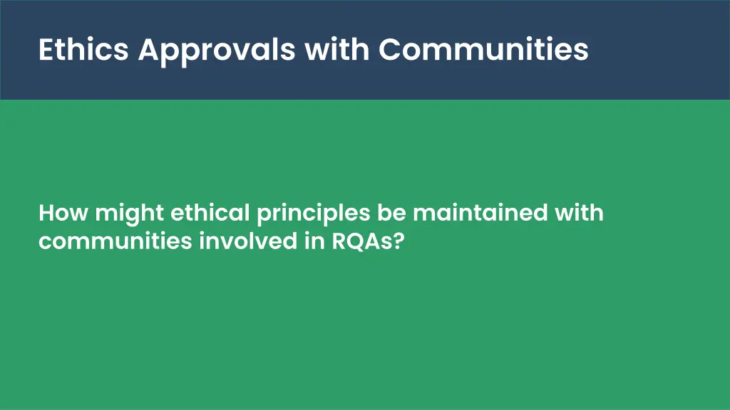 ethics approvals with communities