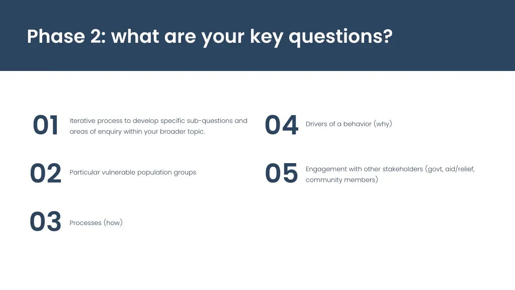 phase 2 what are your key questions
