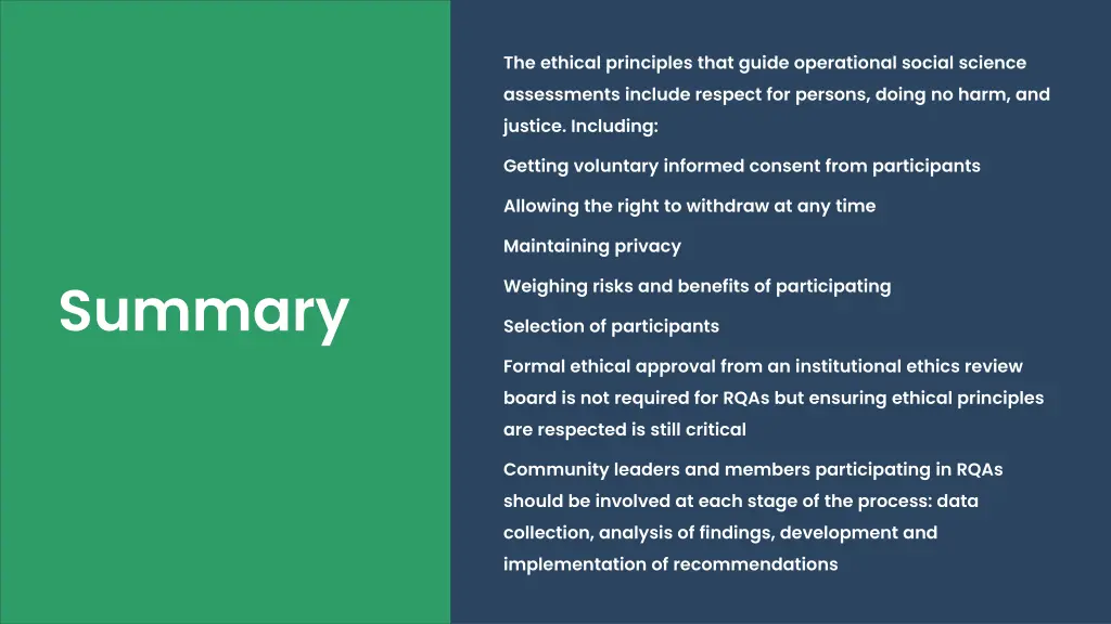 the ethical principles that guide operational