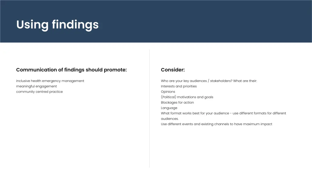 using findings