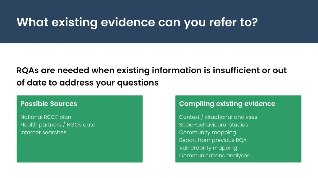 what existing evidence can you refer to