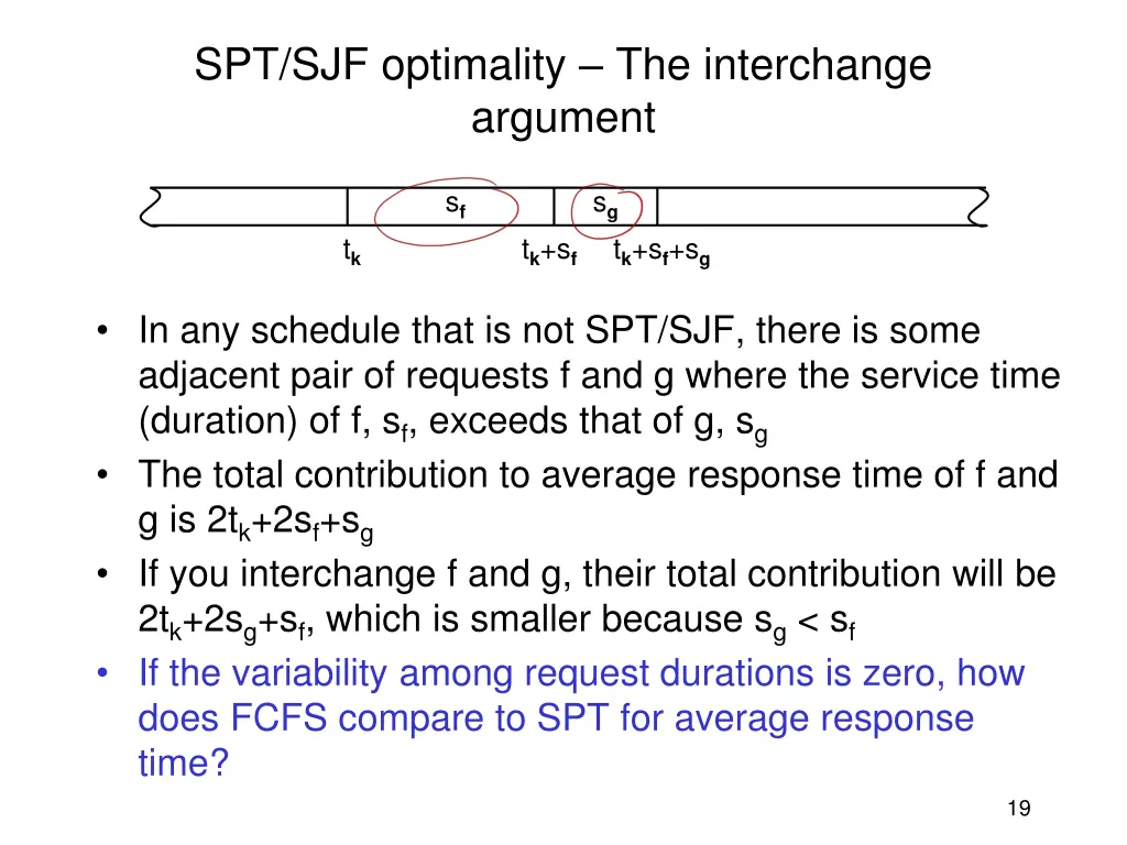 spt sjf optimality the interchange argument