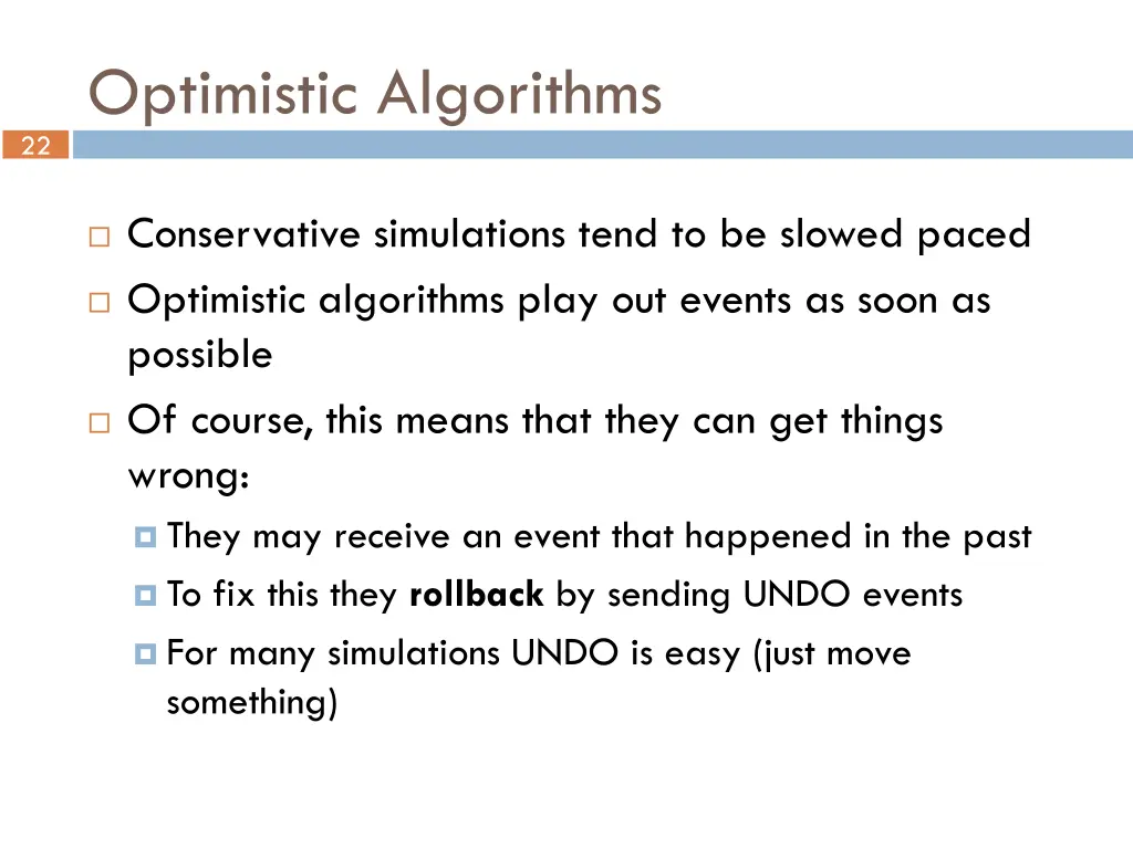 22 optimistic algorithms
