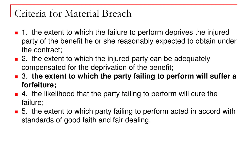 criteria for material breach