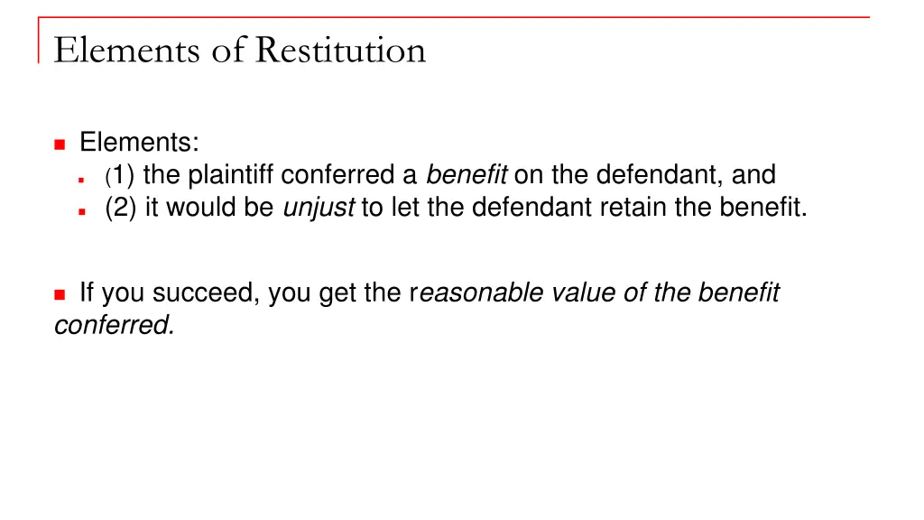 elements of restitution