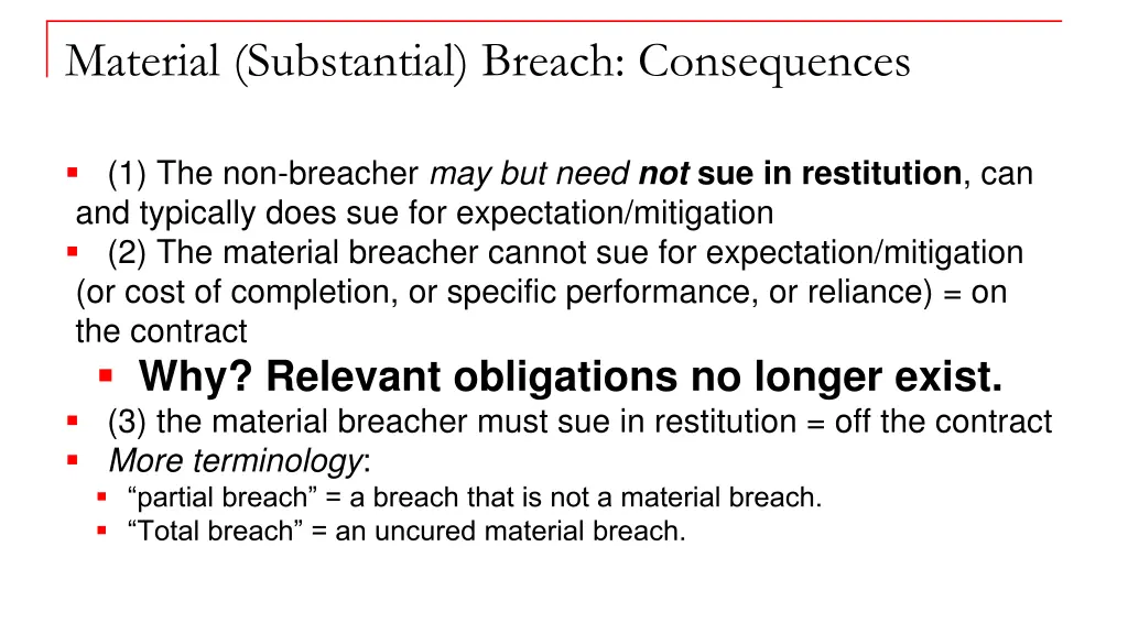 material substantial breach consequences