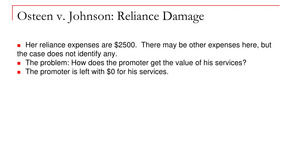 osteen v johnson reliance damage
