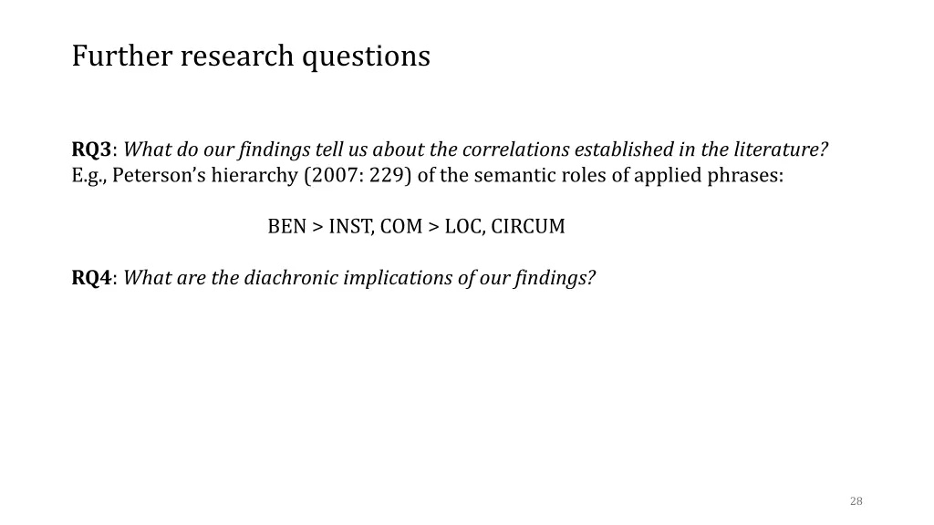 further research questions