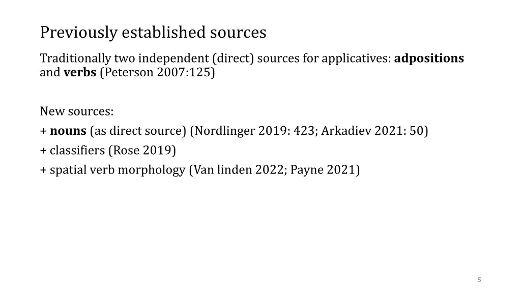 previously established sources
