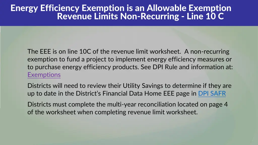 energy efficiency exemption is an allowable
