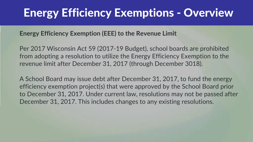energy efficiency exemptions overview 1