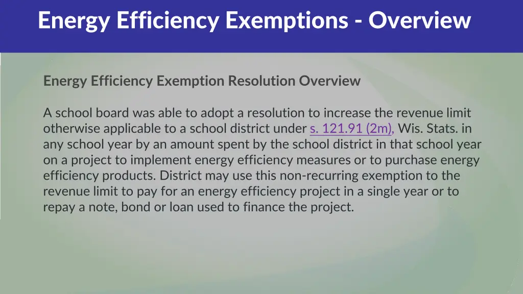 energy efficiency exemptions overview