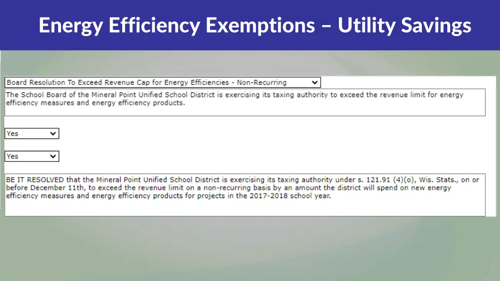 energy efficiency exemptions utility savings