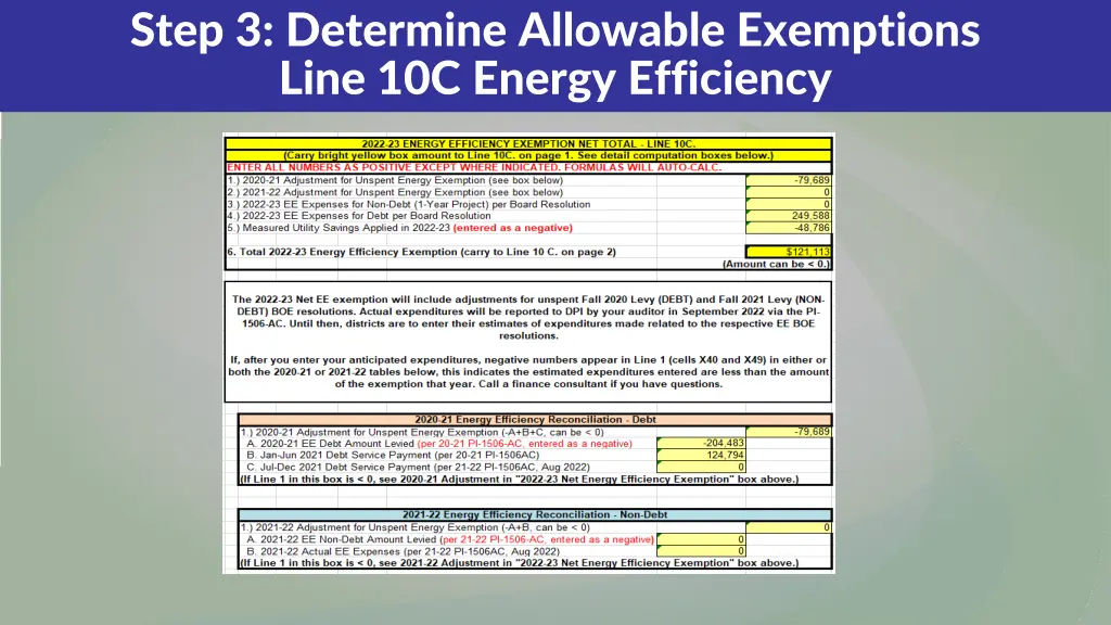step 3 determine allowable exemptions line