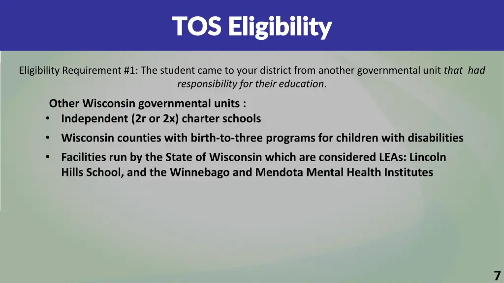 tos eligibility tos eligibility 1