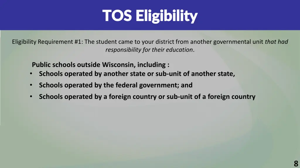 tos eligibility tos eligibility 2