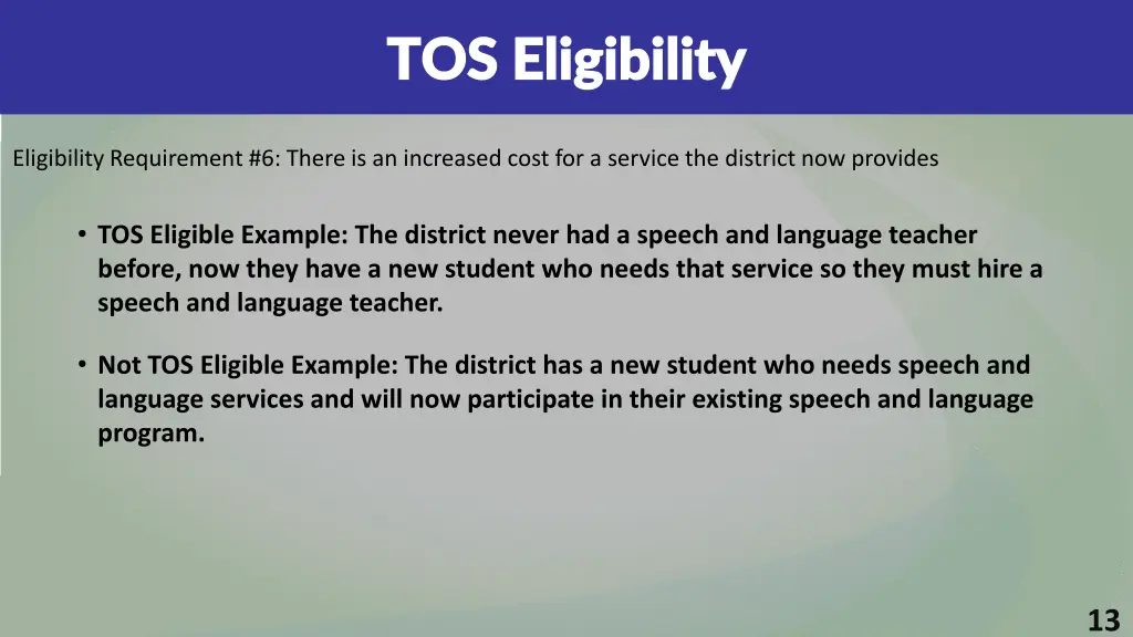 tos eligibility tos eligibility 7