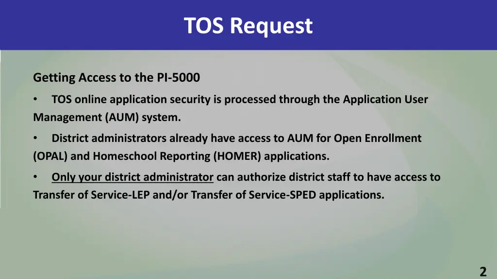 tos request