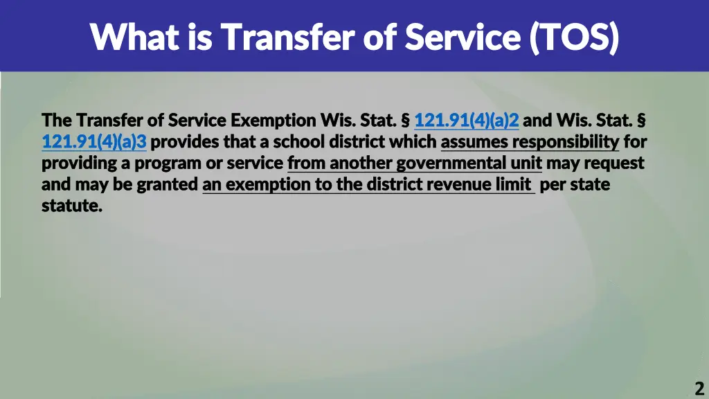 what is transfer of service tos what is transfer