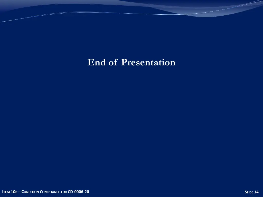 end of presentation
