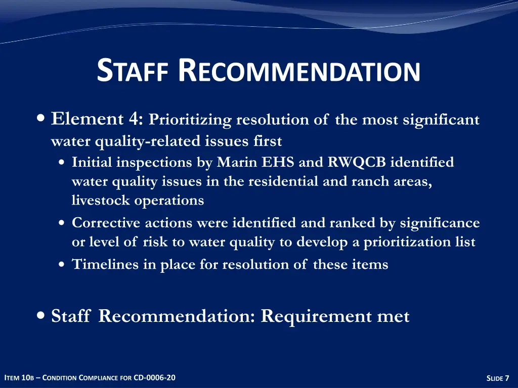 s taff r ecommendation 2