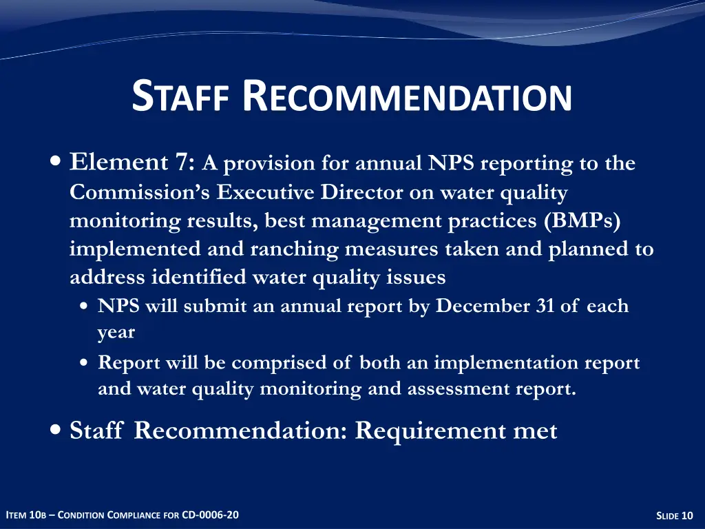 s taff r ecommendation 5