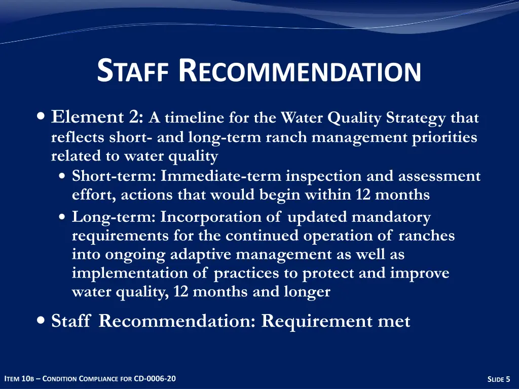 s taff r ecommendation