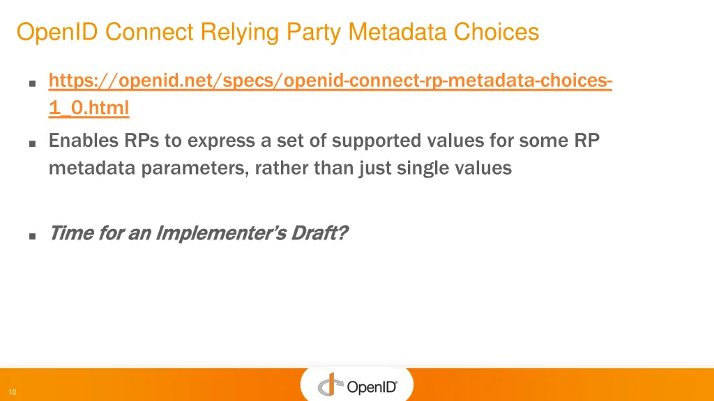 openid connect relying party metadata choices