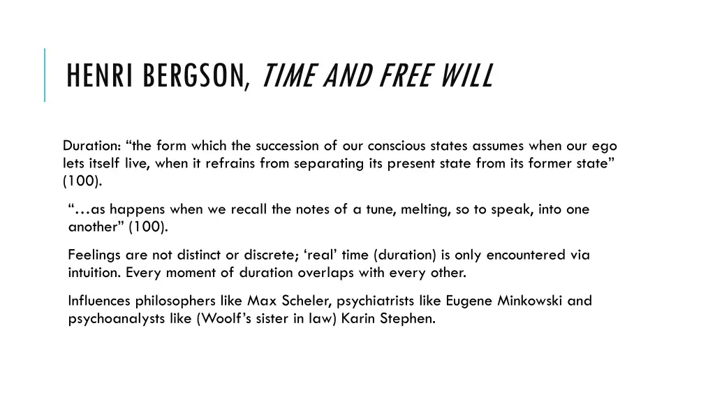 henri bergson time and free will