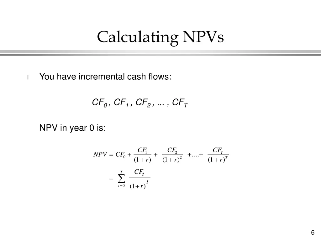 calculating npvs