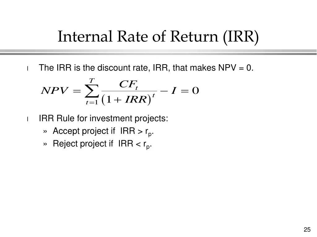 internal rate of return irr