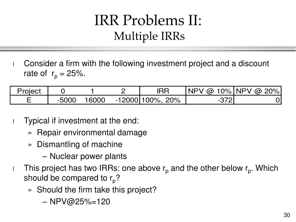 irr problems ii multiple irrs