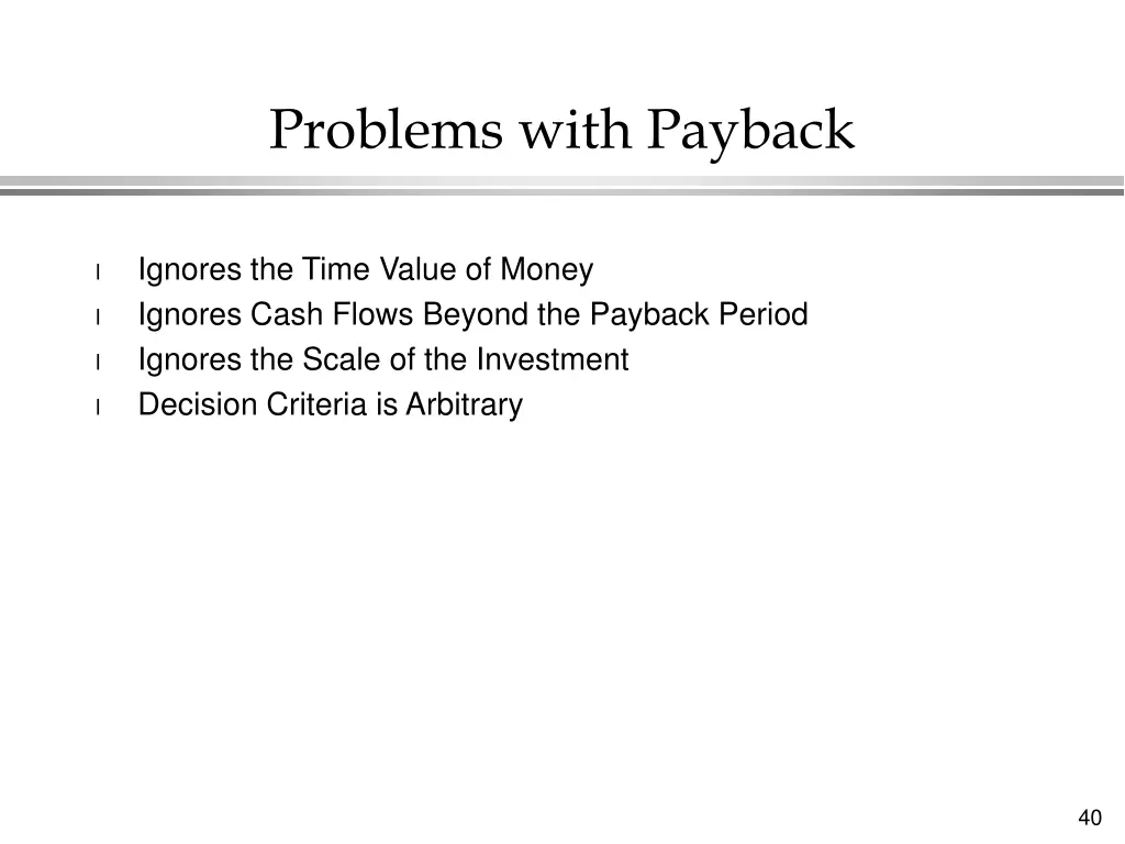 problems with payback