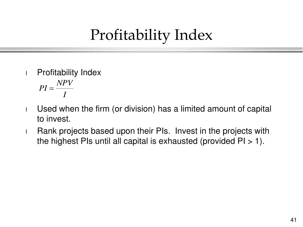 profitability index