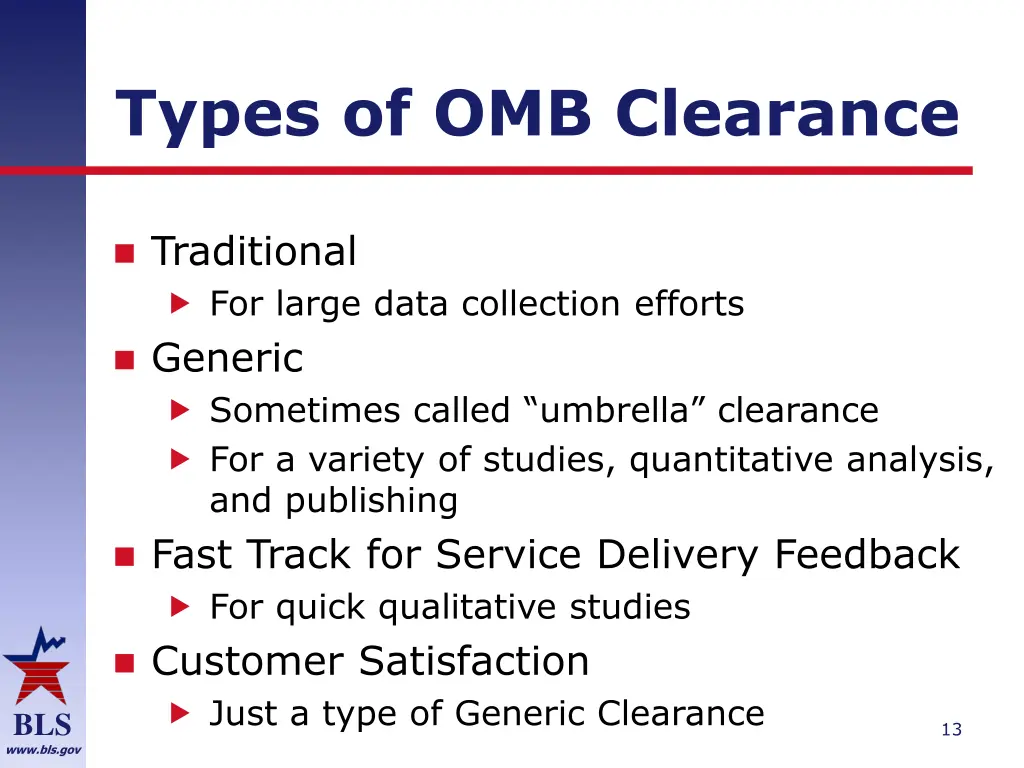 types of omb clearance