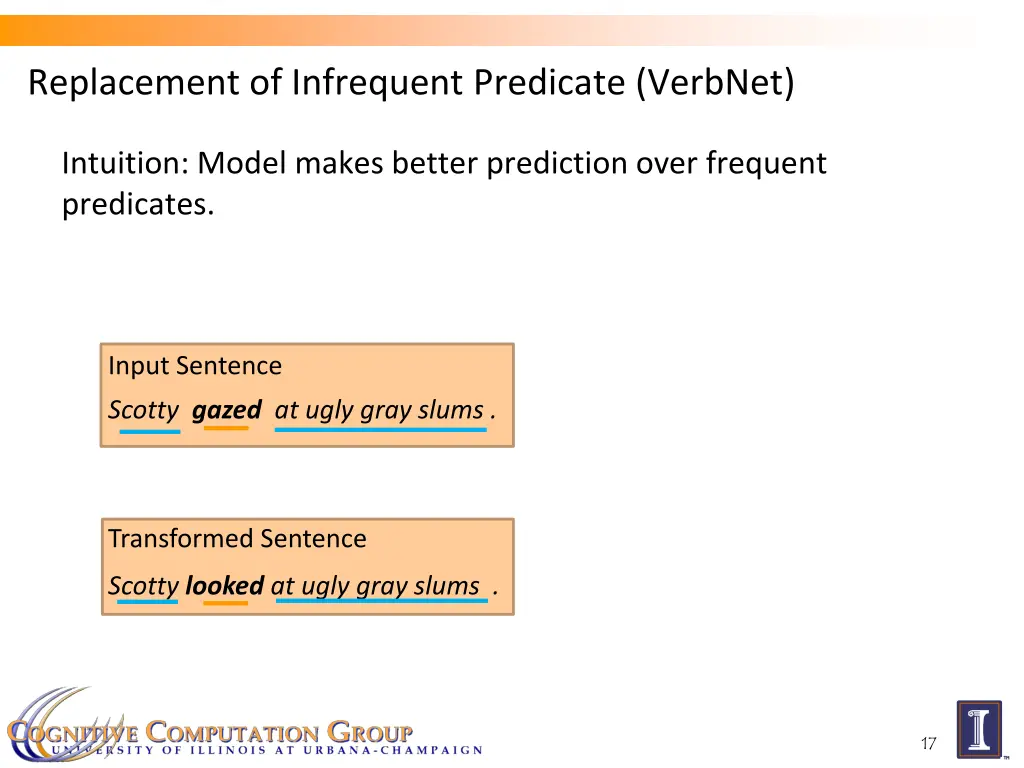 replacement of infrequent predicate verbnet