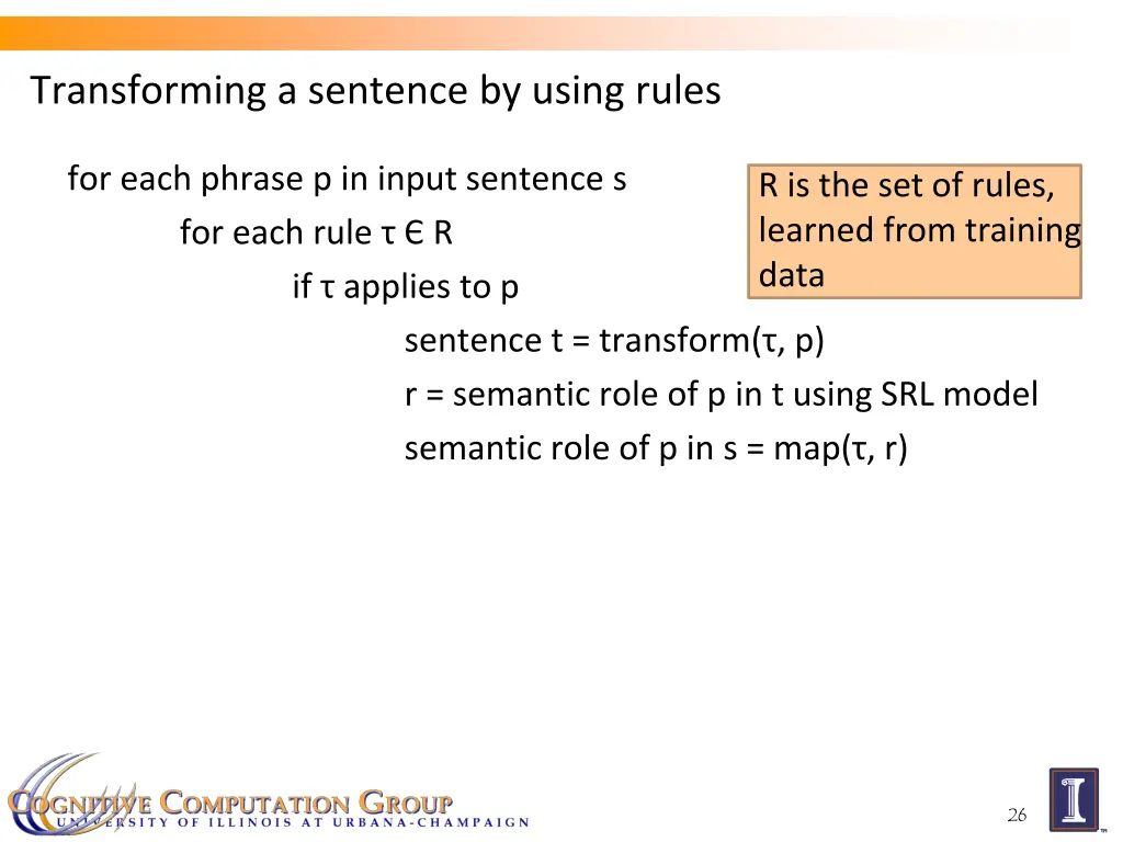 transforming a sentence by using rules