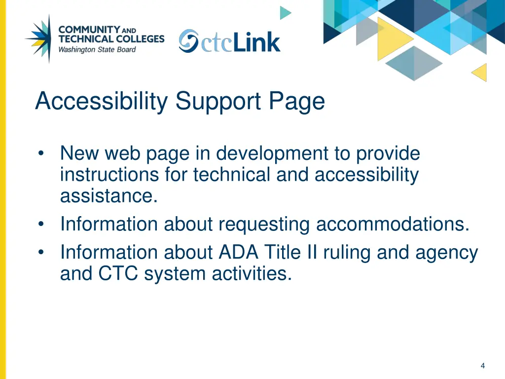 accessibility support page