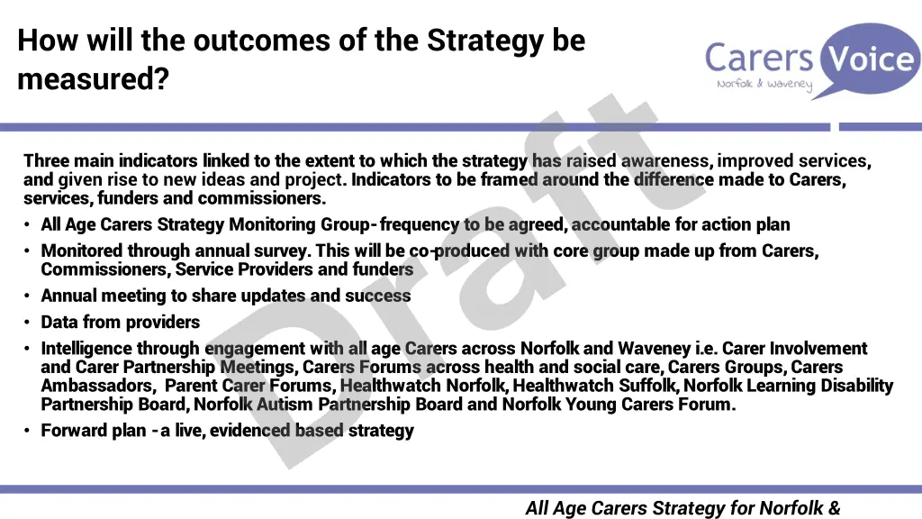how will the outcomes of the strategy be measured