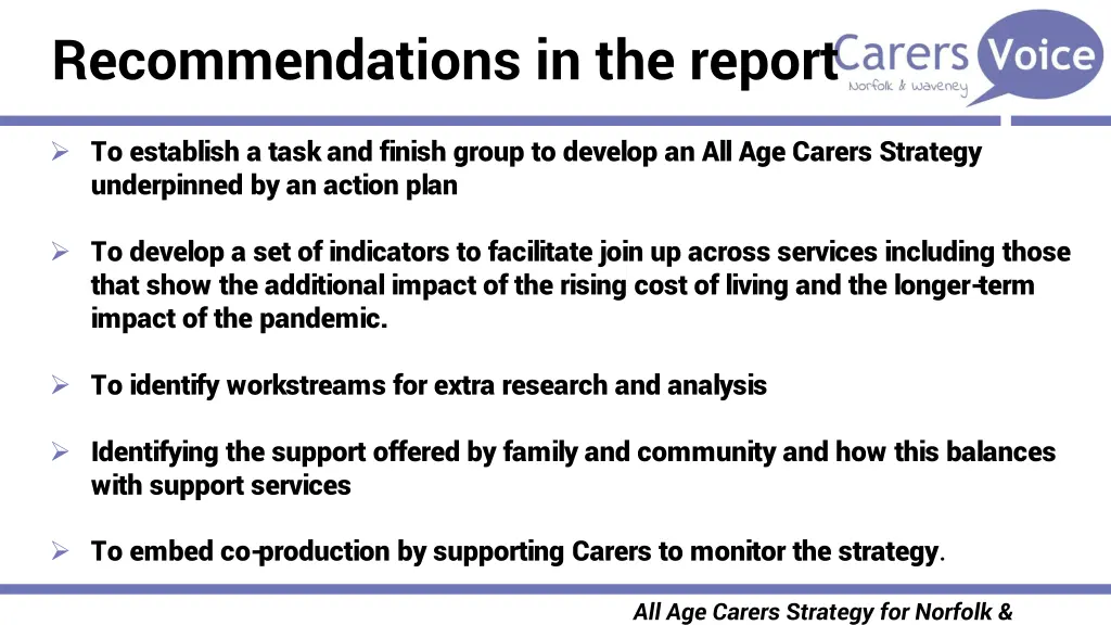 recommendations in the report
