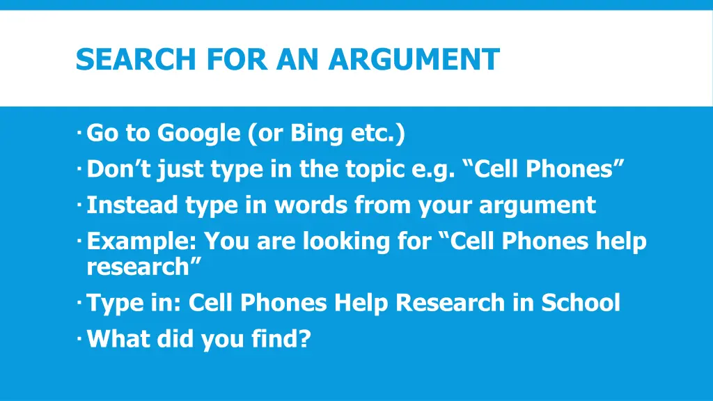 search for an argument