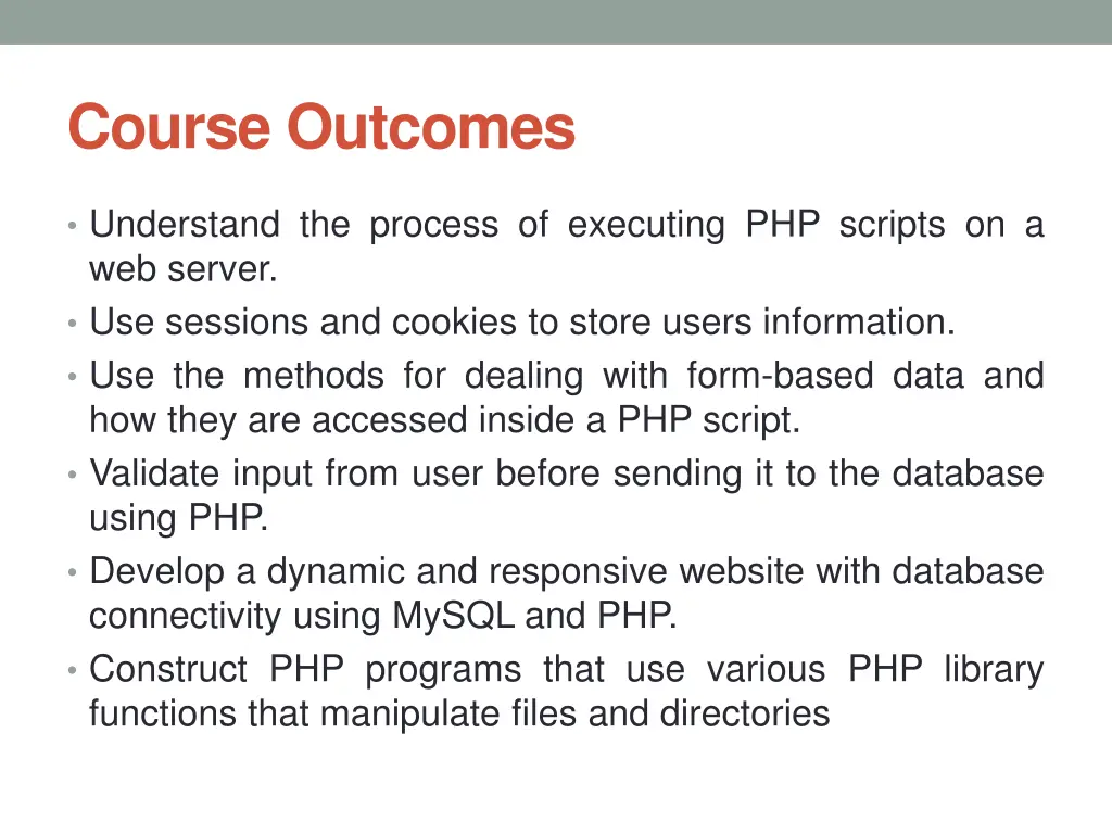 course outcomes