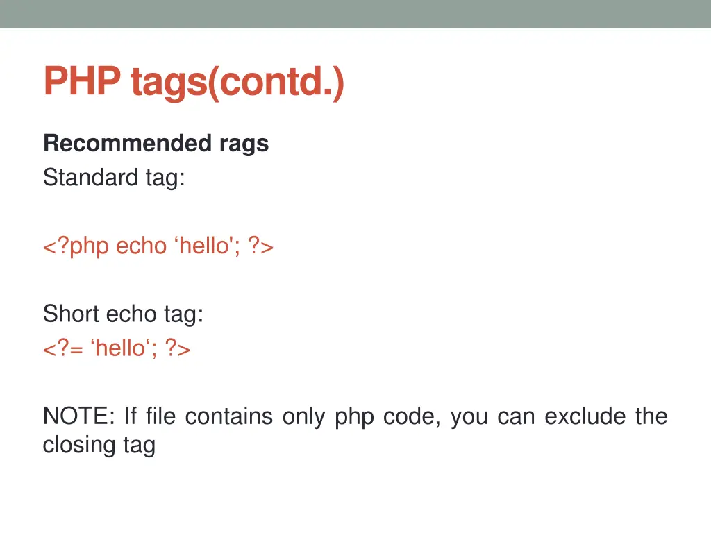 php tags contd 1
