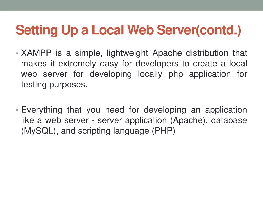 setting up a local web server contd