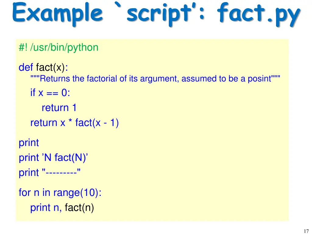 example script fact py