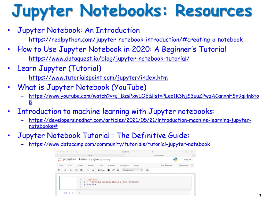 jupyter notebooks resources